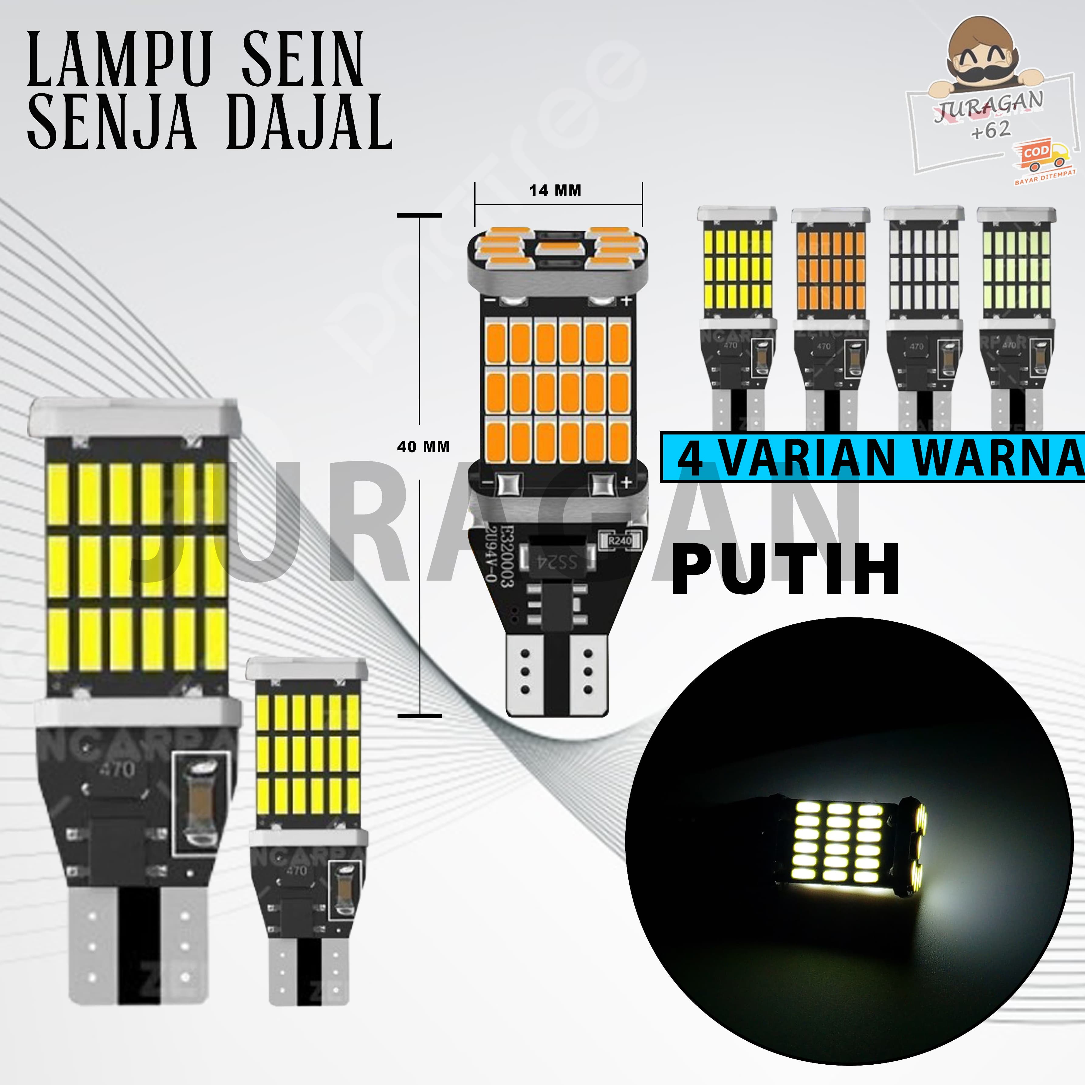 LAMPU DAJJAL DAJAL SEN SEIN 45 LED BOHLAM BOLAM MOTOR MOBIL T15 T10 W16W 4014-45 SMD TERANG 12V SERBA GUNA UNIVERSAL