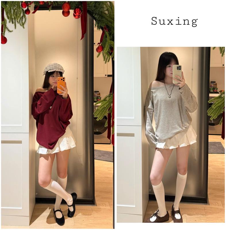 Áo lệch vai dài tay Áo thun dài tay lệch vai chất thun tăm thỏ mềm mại Nữ Women - S104 Top Nữ