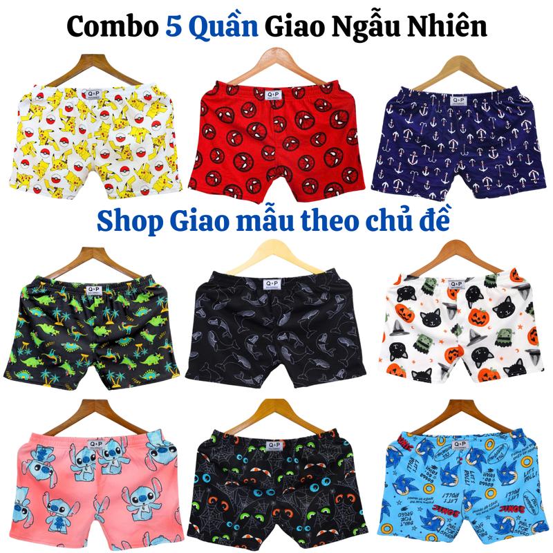 COMBO 5 Quần Đùi Thun Nam Nữ Mặc Nhà Mặc Ngủ Nhiều Họa Tiết Thoáng Mát Menswear Cotton Áo Áo Thun Top đồ ngủ