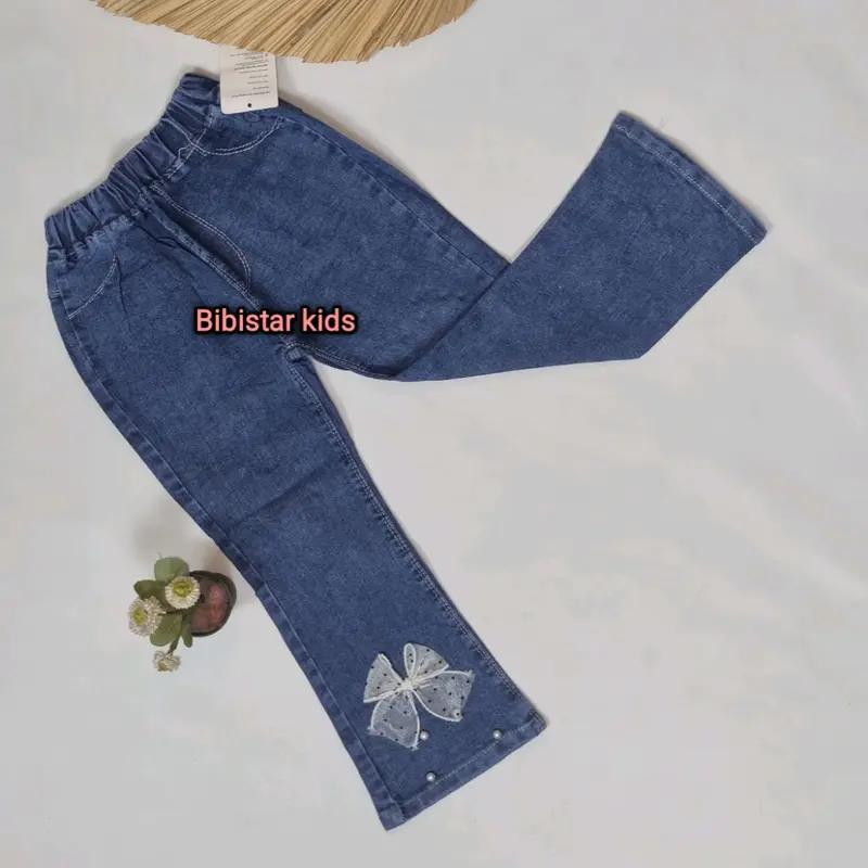 Celana Jeans Anak Perempuan Import Model Terbaru dengan Motif Lucu dan Bordir 3D Celana Cutbray Fashion 7