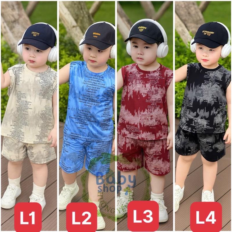 SÉT 4 Bộ 4 Màu Bộ Ba Lỗ in LOANG Bé Trai Chất Thun Lạnh Hót. Đủ sz5-50kg