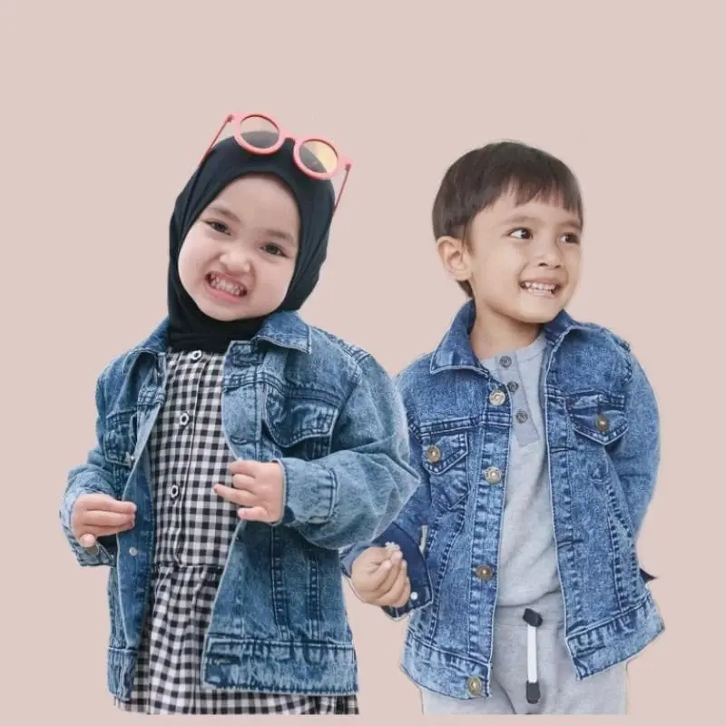 JAKET JEANS ANAK CEWEK COWOK USIA 1-6 TAHUN / JAKET DENIM ANAK KEKINiAN