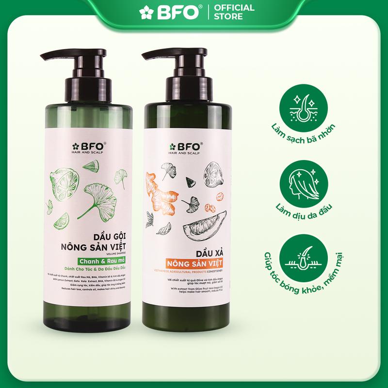 Combo Dầu Gội & Dầu Xả Chiết Xuất Nông Sản Việt Gừng, Bưởi, Chanh 500ml | Làm Sạch, Nuôi Dưỡng Da Đầu, Tự Hào Hàng Việt