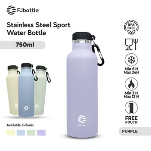 FJbottle - Botol Minum Tumbler Olahraga Stainless Steel Soft Color 750ML Dengan Carabiner