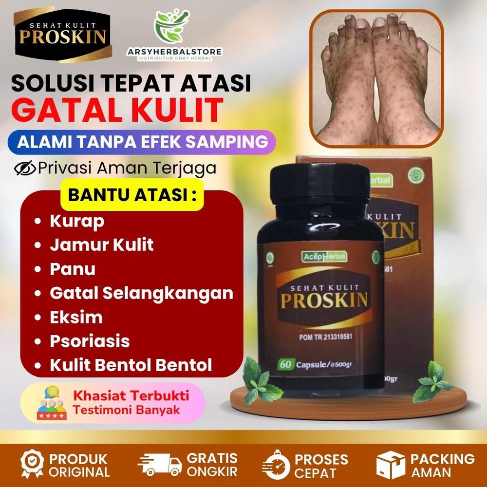 Herbal Untuk Gatal Kulit Jamur Sel4ngk4ngan Eksim Panu Scabies Psoriasis - PROSKIN isi 60 Kapsul / Botol