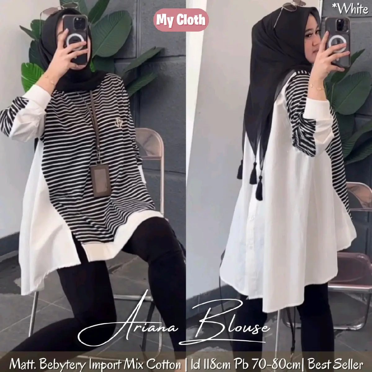 ARIANA BLOUSE BABYTERRY MIX COTTON ATASAN WANITA BY MYCLOTH