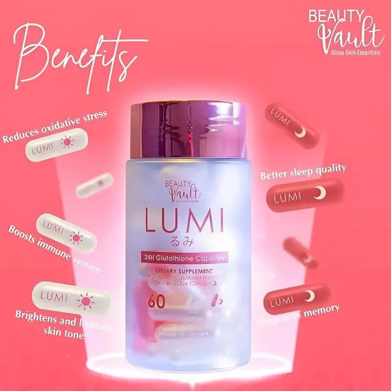 Buy 1 Take 1] BEAUTY VAULT Lumi 24Hr Glutathione Capsules with Sunblock 60 Capsules  Whitening Beauty
