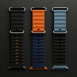Silicone Ocean 2 Color / Dua Warna Strap for Smart Watch / iWatch Tali Jam Pintar Elastis Model Silicone Ocean Ukuran 38mm/40mm/41mm/42mm