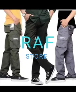 RAF STORE PAKET 100 RIBU DAPAT 3 CELANA CARGO PANJANG DEWASA Bahan American Drill Great A Kualitas Internasional Size ALL MUAT BB 70 KG Warna Hitam Mocca Cream Abu