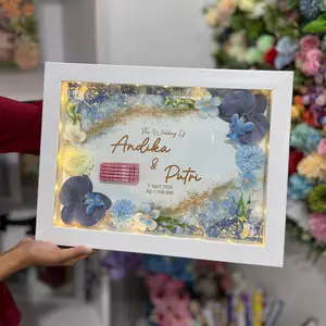 Bingkai Mahar Pernikahan Semi Resin 40 cm x 30 cm  Free Lampu akrilik BML34