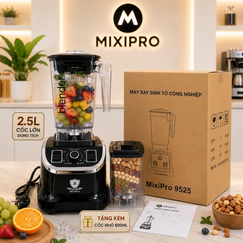 Máy Xay Sinh Tố Công Nghiệp Mixi Pro 9525 – 2 Cốc Xay Đa Năng, Xay Đá Mạnh Cho Quán & Gia Đình