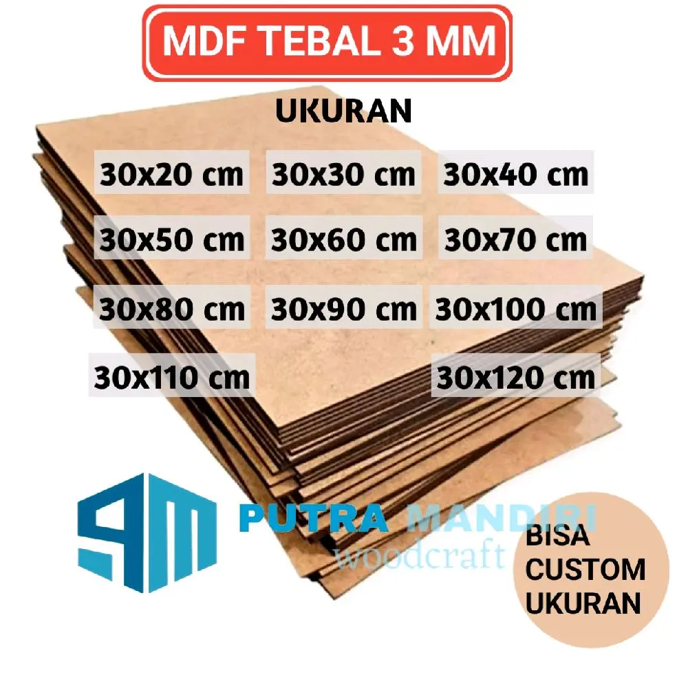 MDF TEBAL 3 MM Lebar 30cm dengan variasi pilihan panjang papan MDF untuk bermacam kegunaan bingkai foto dan Woodworking BISA CUSTOM UKURAN