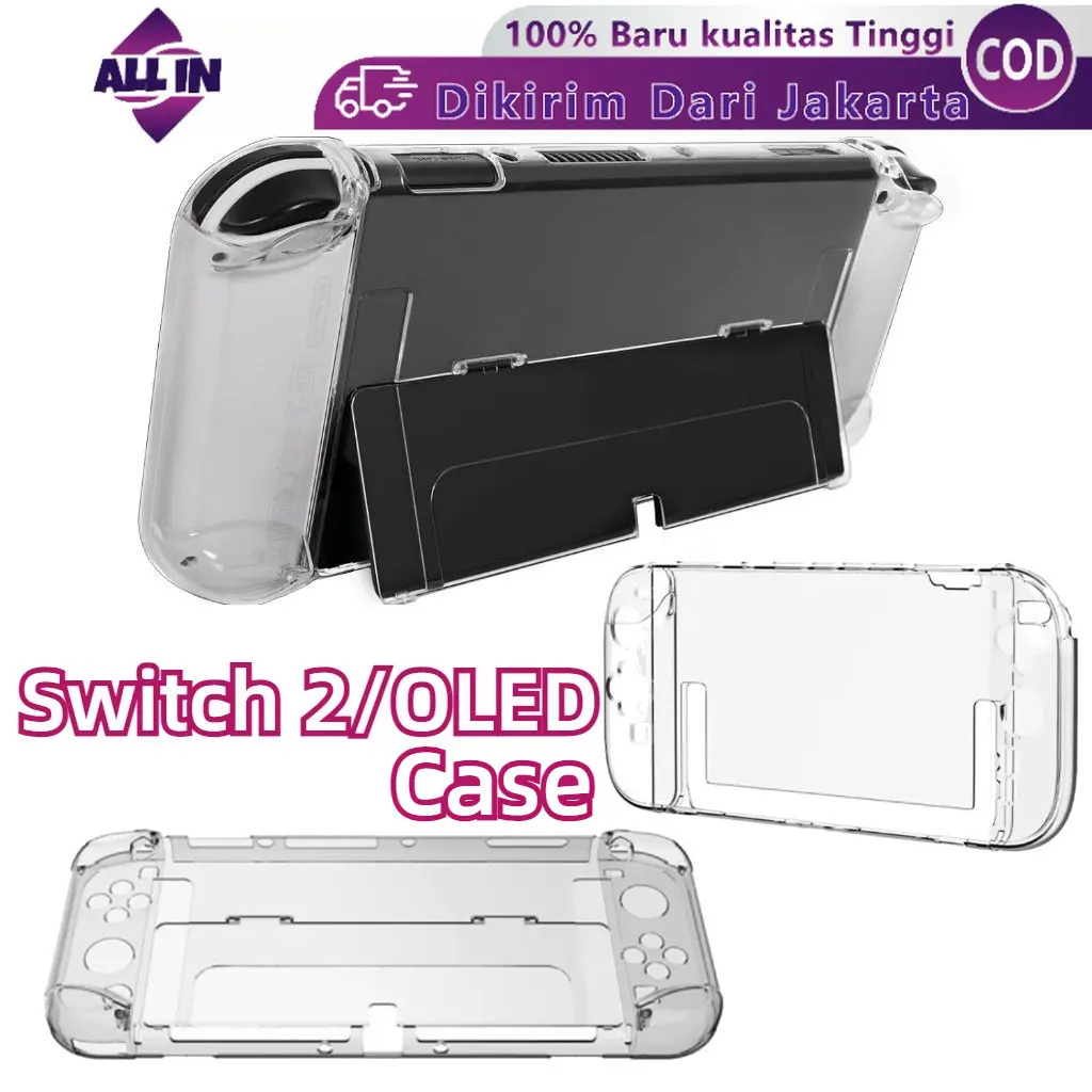 OLED Case Transparent Protective Flip Case Anti-fall Shockproof Guard Toyiluya Crystal Case Protector for Nintendo Switch 2 / Casing Transparan Bening Utk Switch 2