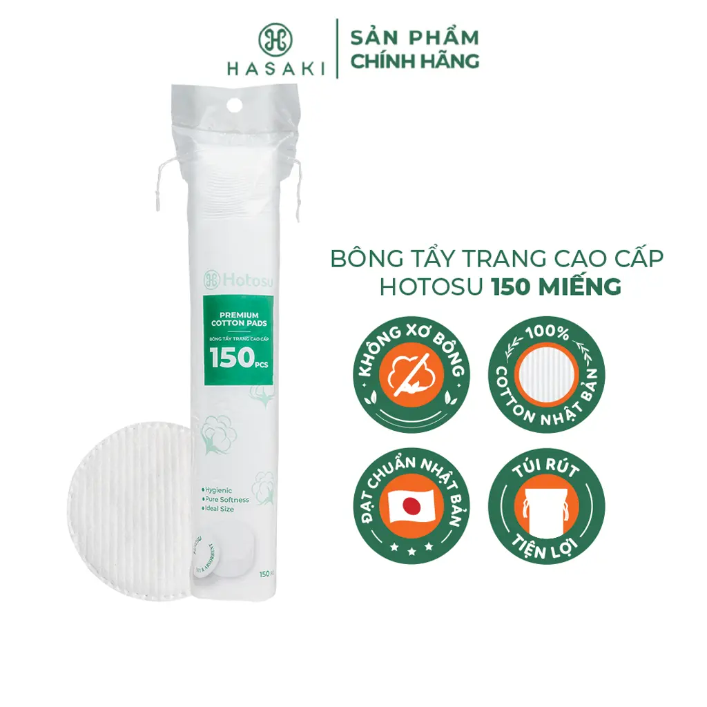 Bông Tẩy Trang Hotosu Cao Cấp 150 Miếng