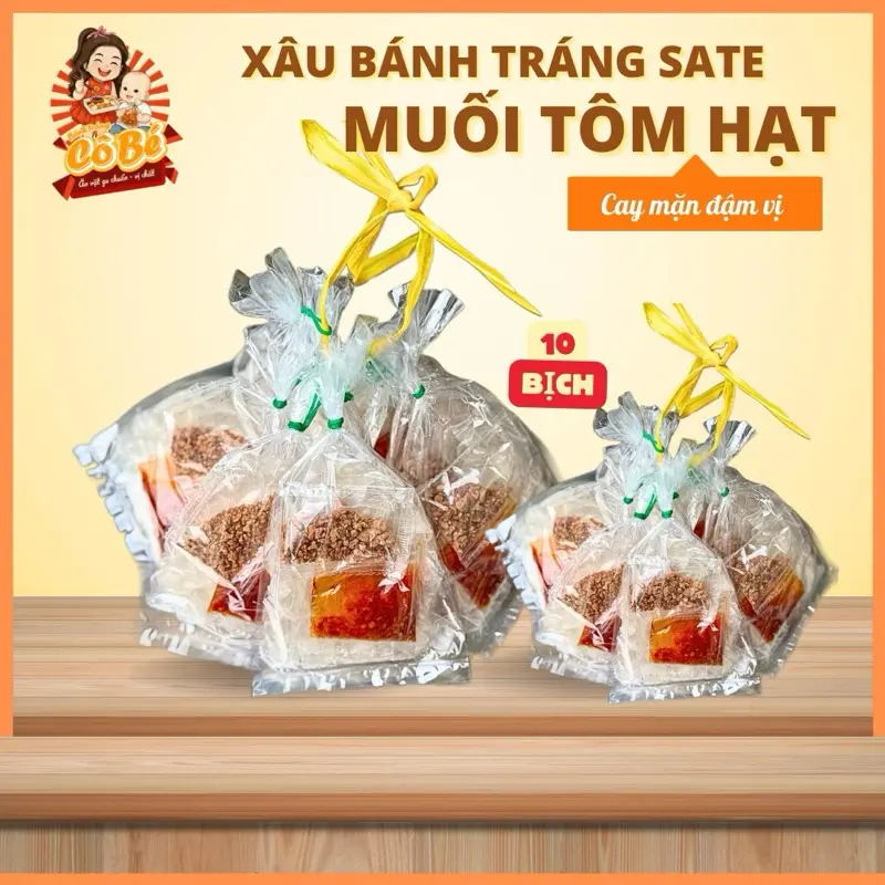Xâu Bánh Tráng Sate Muối Tôm 10 Gói CB ( Khách chọn phân loại ) Ăn Vặt Snack Food Cay