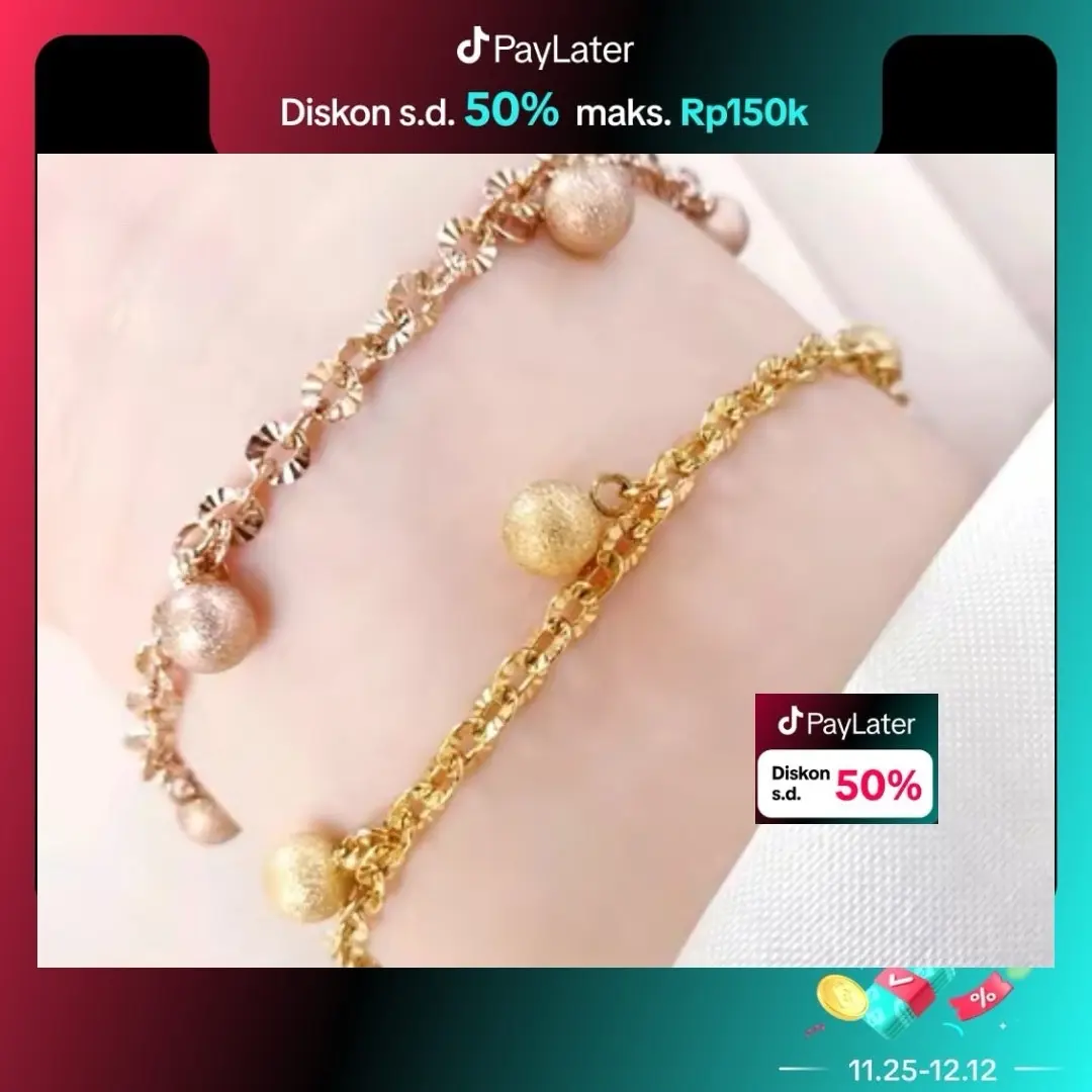Clue Xuping - Aksesoris Gelang Wanita Bola Stainless Korean Style Aesthetic N05092218 Gold Perhiasan Titanium Bracelets