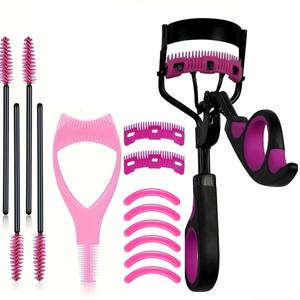 Herramienta para pestañas con set de rizador de pestañas, herramienta de maquillaje perfecta, efecto rizado superior. Llévalo fácil. Incluye 4 cepillos de máscara, tarjetas para pestañas 3 en 1, 2 peines de repuesto y 6 pegamentos.