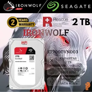 Seagate IronWolf 2TB NAS 3.5" ST2000VN003 SATA 5400RPM Garansi 3 Tahun MFI Indonesia