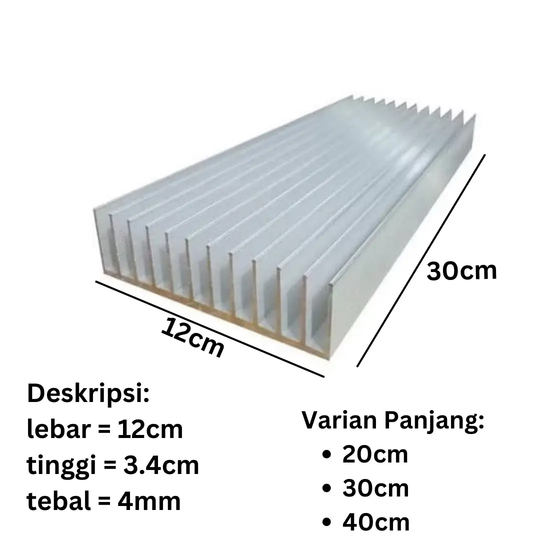 Heatsink 12 sirip 30cm | pendingin hetsing 12sirip 30 cm