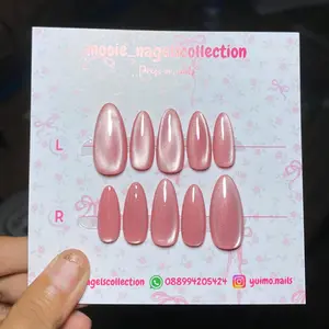 PRESS ON NAILS FULL CAT EYE POLOS FREE LEM GEL DAN 1 PAKET TOOLKIT
