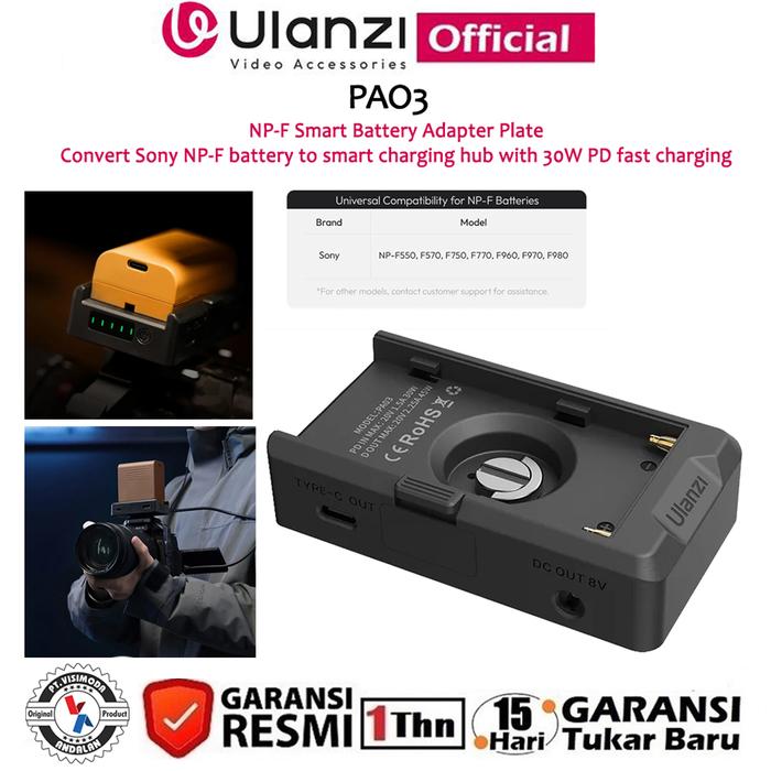 Gambar Ulanzi PAO3 NP-F Smart Battery Adapter Plate Compatibe for SONY NP-F Series Battery dari Matrix Camera Kota Administrasi Jakarta Barat Tokopedia