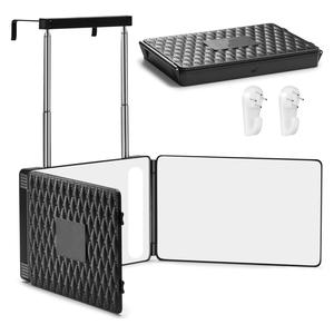 Espejo LED de 360 grados, 1 caja de 3 vías para cortar el cabello, gancho telescópico ajustable en altura, espejo para cortar el cabello para hombres y mujeres