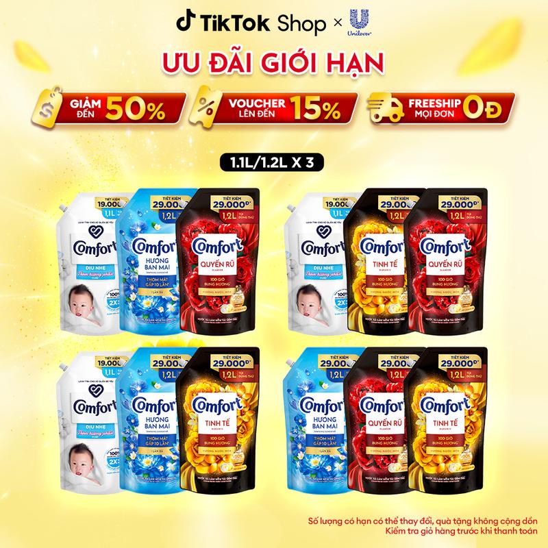 Combo 3 Comfort Dịu Nhẹ Cho Cả Nhà & Hương Nước Hoa 100H Lưu Hương Cho Mẹ Túi 1.1L/1.2L - Giá Dùng Thử [1]
