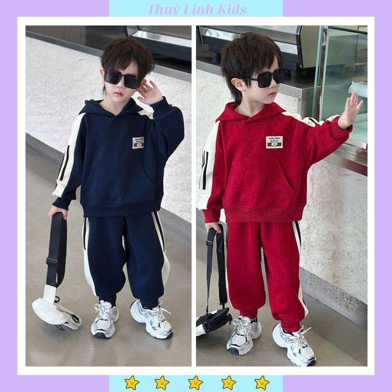 Bộ quần áo thu đông bé trai bé gái Bộ NỈ HOODIE túi bụng mũ 2 lớp chất liệu nỉ bông cho bé 8-18kg 