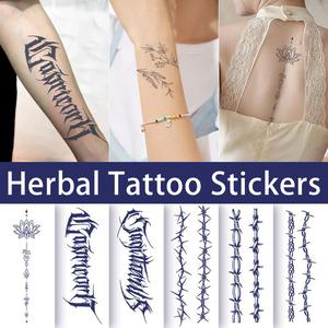Large Arm tacet mark temporary Tattoo Sticker Waterproof Men High-End Long-Lasting Juice Arm American Style Flower Arm Grass Wood Semi-Permanent