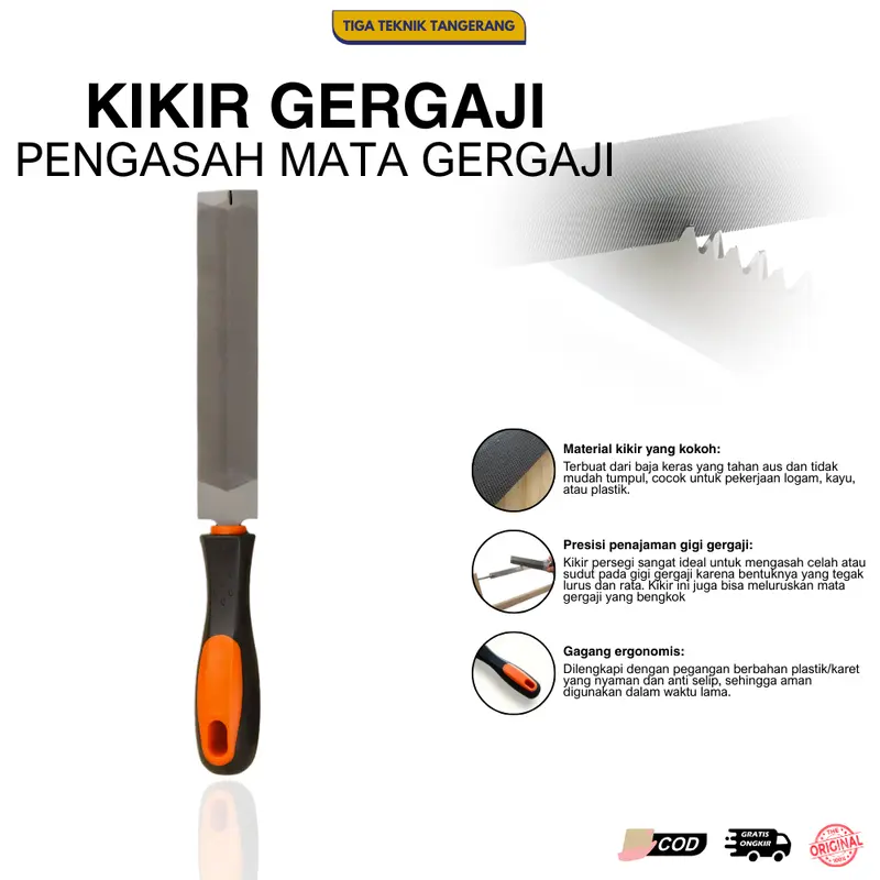 Kikir Gergaji Flexible 6 Inch - Pengasah Mata Gergaji Tukang Logam Tajam Presisi Tahan Lama Baja Karbon Berkualitas Tinggi Handle Ergonomis Anti-Slip Hemat Waktu & Biaya | Kikir Jepang dengan siwalan | Kikir gergaji