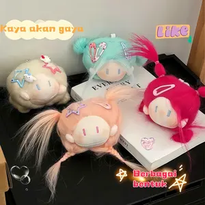 DIY Hairstyle Keychain Ugly Girl Cute Doll Pendant Plush Gantungan Kunci Rambut Boneka Lucu