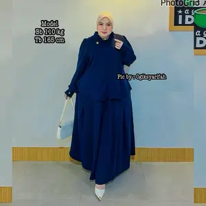 Queensyari - ILona One Set Rok Wanita Jumbo (Tanpa Hijab) Style Daily  Muslim Wanita Bahan Silk Marbela Anti UV Ukuran Jumbo