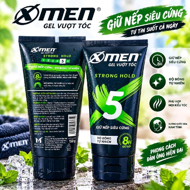 XMen Gel Vuốt Giữ Nếp Siêu Cứng Tóc Strong Hold/Max Hold 105g