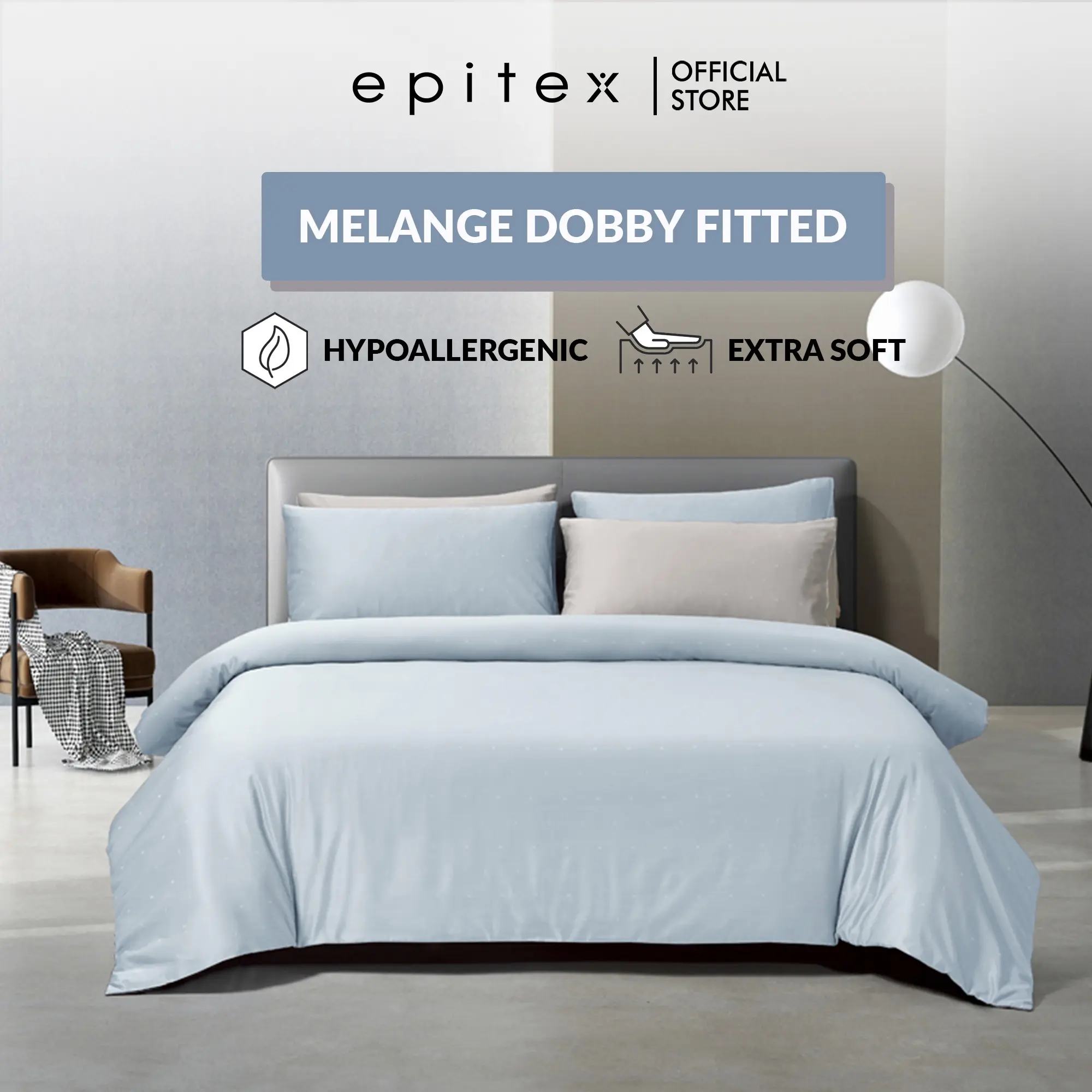 (New Arrival) Epitex Melange 1600TC Tencel Blend Dobby | Fitted Sheet Set | Bedding | Bedsheet Set | Bedset