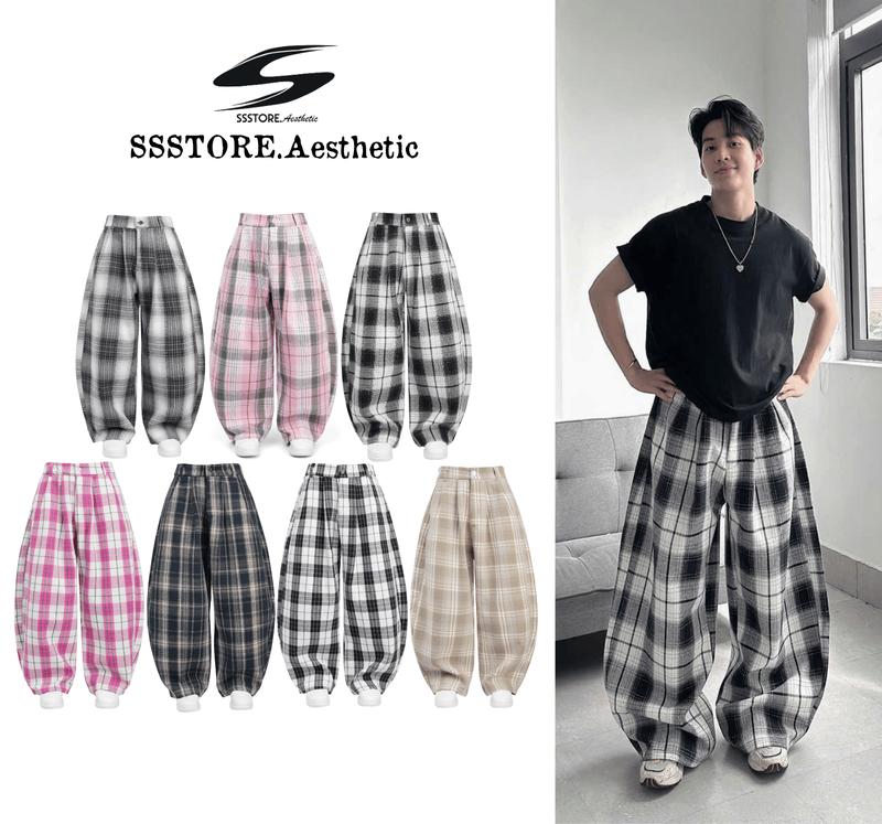 [SẢN PHẨM MỚI] Quần Flannel Ống Cong Vải Ép Hàn Form Rộng Unisex Nhiều Màu | SSSTore.Aesthetic