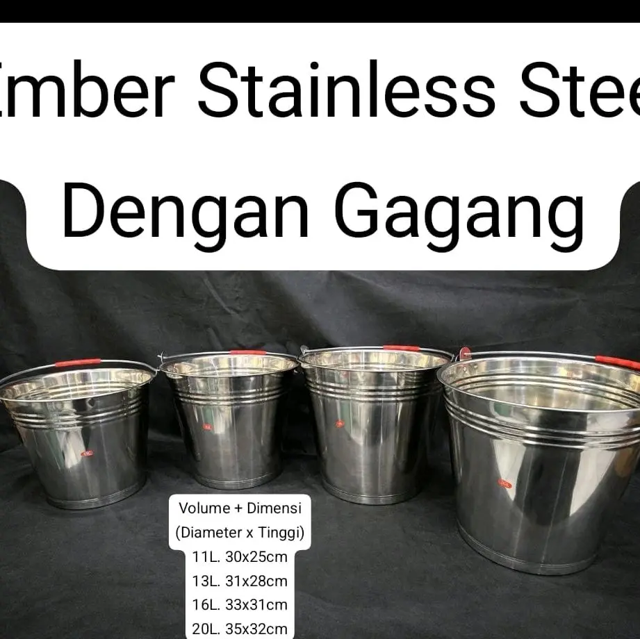 Ember Stainless Steel Dengan Gagang / Wine Bucket / Ice Bucket / Wadah Tempat Air Es Batu Botol
