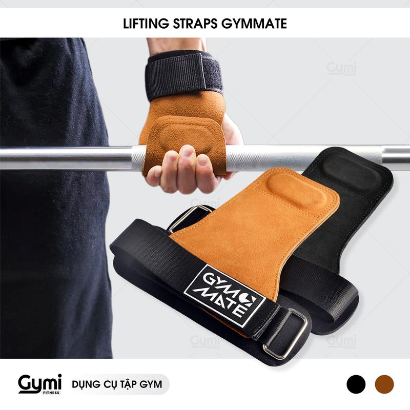 Găng Tay Bao Tay Tập Gym GYMMATE Dây kéo lưng Lifting Strap Hỗ Trợ Tập Gym Deadlift Lên Xà Chống Trơn Trượt