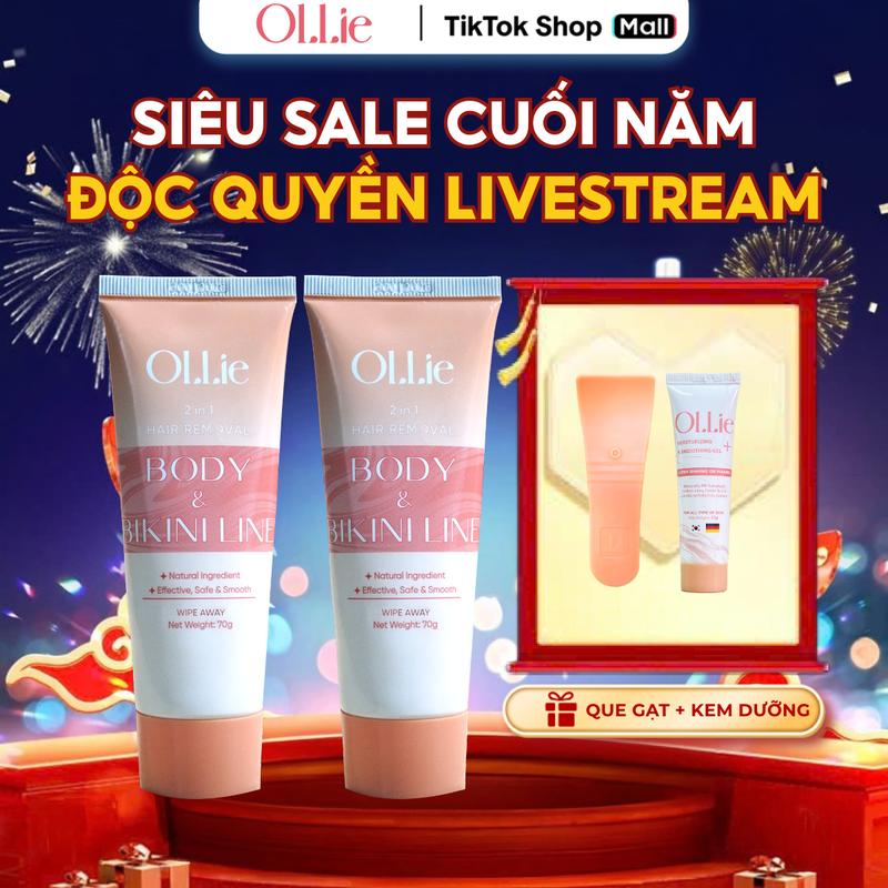   DEAL HỜI LIVE  - KTL8210 COMBO 2 OLLIE Kem Tẩy Lông Body Nam Nữ Tặng 1 OLLIE Gel Dưỡng Và Que Gạt - Kem tẩy lông nách dành cho mọi loại da tay long kem tây tẩy lông mẹ bầu 