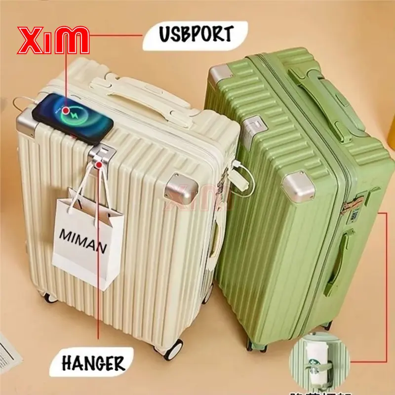 【XIM_KOPER】A803 KAPASITAS BESAR 20/24/28 INCH KOPER TRAVEL KABIN & BAGASI LAPTOP NEW DESIGN  STAND CUP / CHARGER USB SUPPORT BERKUALITAS TINGGI koper anti-pencurian jangan dicuci 0
