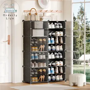 [COD] Orderly Life Lemari rak sepatu kotak tertutup multi-layer rak sepatu tahan debu multi-fungsi kotak sepatu portabel multifungsi dengan