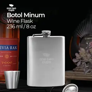 Botol Minum  Hip Flask Stainless Steel 8oz - MS351 - Silver