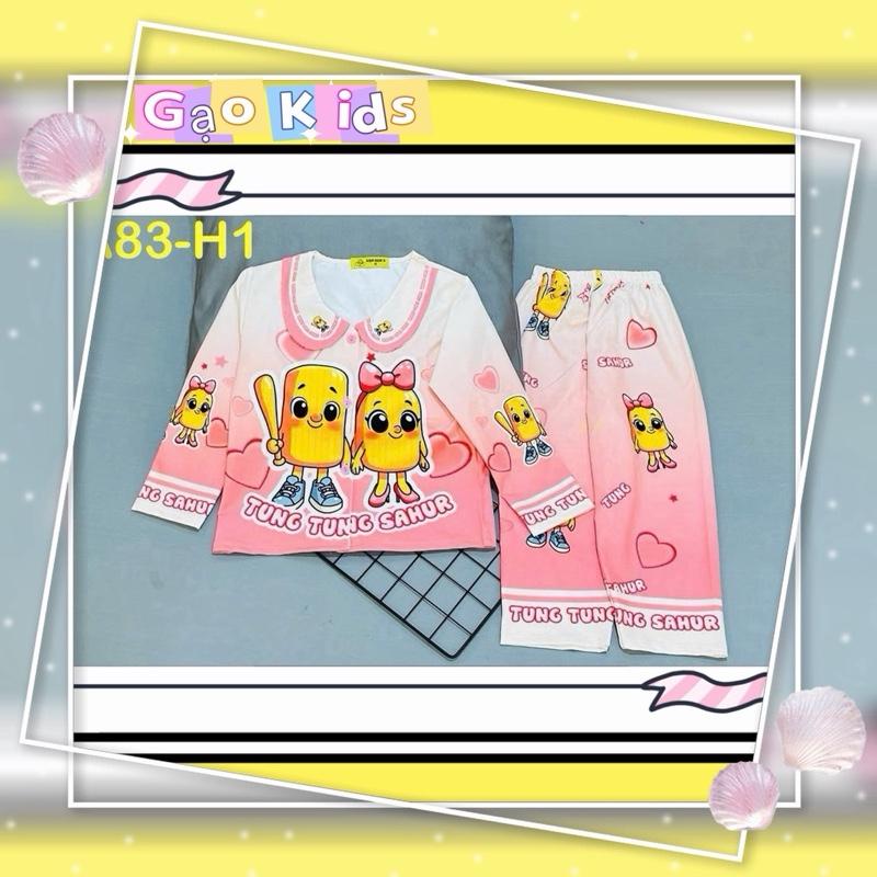  MÃ A83 mẫu pizama cổ sen cho bé gái 12kg-42kg chất thun lạnh co giãn bốn chiều 