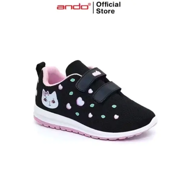 sepatu Ando anak cewek CUTE RABBIT hitam merah muda 6