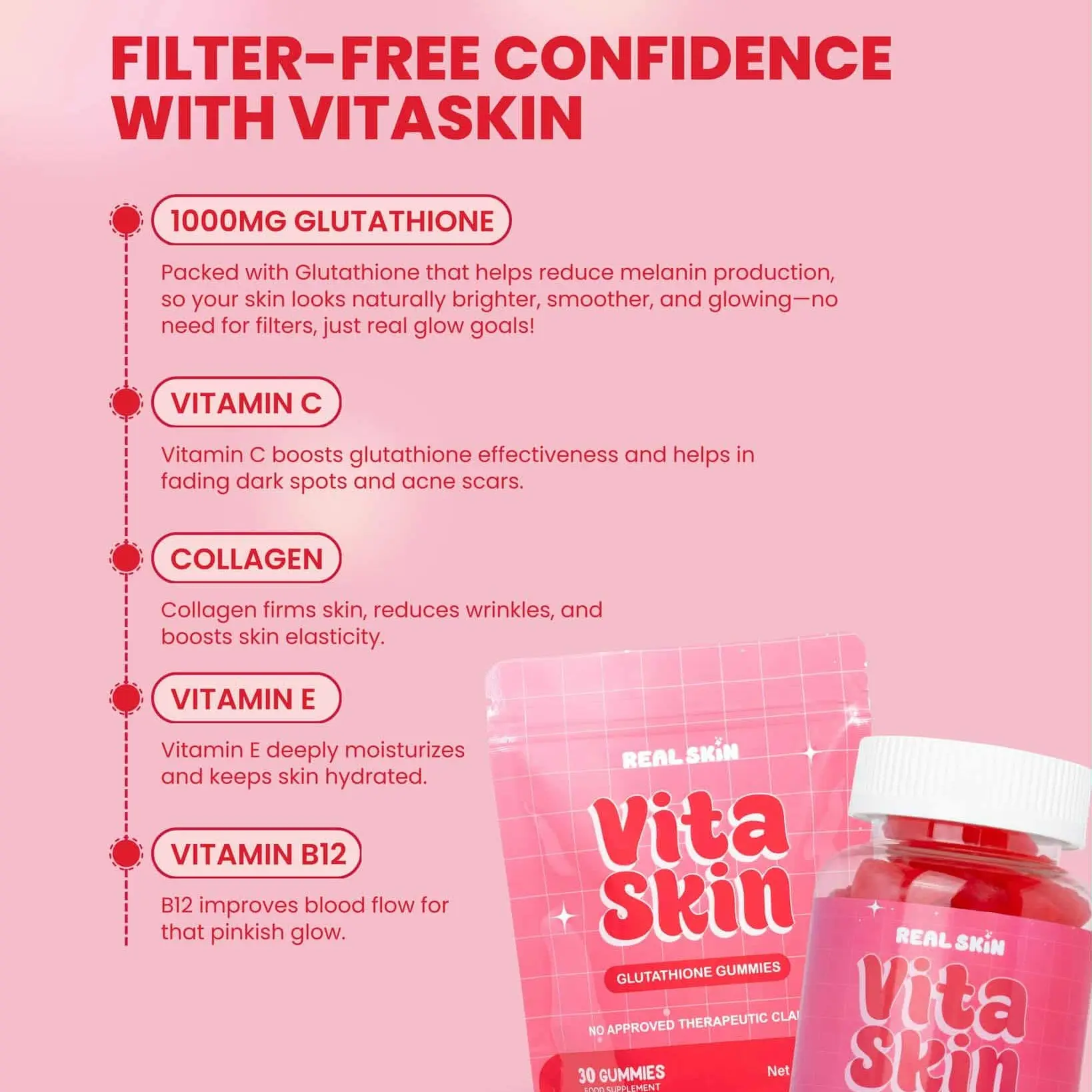 REAL SKIN Vita Skin Glutathione Gummies Buy 1 Take 1 - All Natural FDA Approved & Halal Certified Beauty Supplement - TikTok Shop Philippines REAL SKIN Vita Skin Glutathione Gummies Buy 1 Take 1 - All Natural FDA Approved & Halal Certified Beauty Supplement - TikTok Shop Philippines