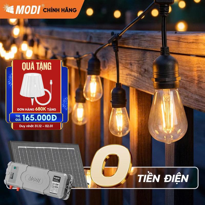 Đèn Trang Trí Ngoài Trời Năng Lượng Mặt Trời MODI SOLAR Chống Nước Trang Trí Tết Quán Cà Phê
