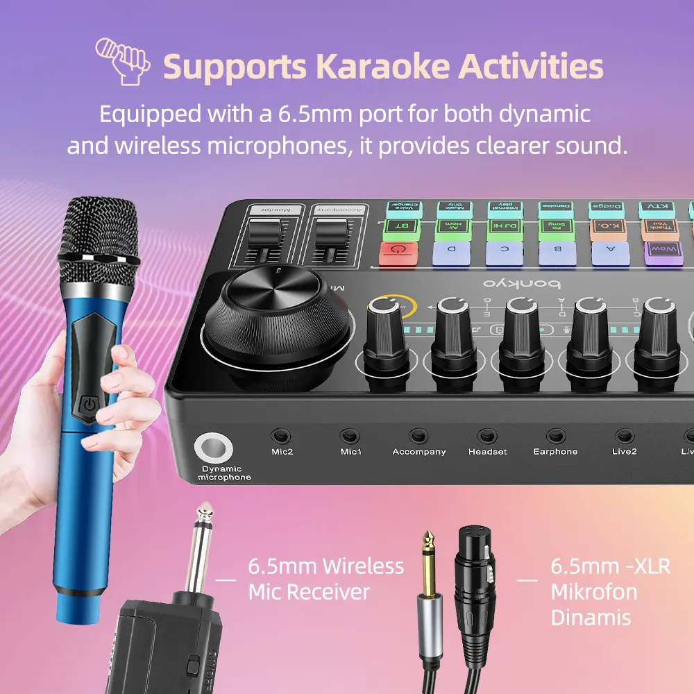 bonkyo F999NEO Sound Card with M996 Mic for Live Streaming