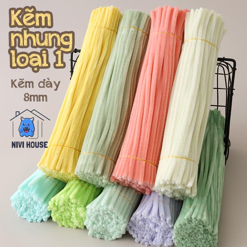 Kẽm nhung loại 1 Lông dày Mịn SET 100 sợi làm đồ handmade làm hoa màu đẹp - Nivihandmade