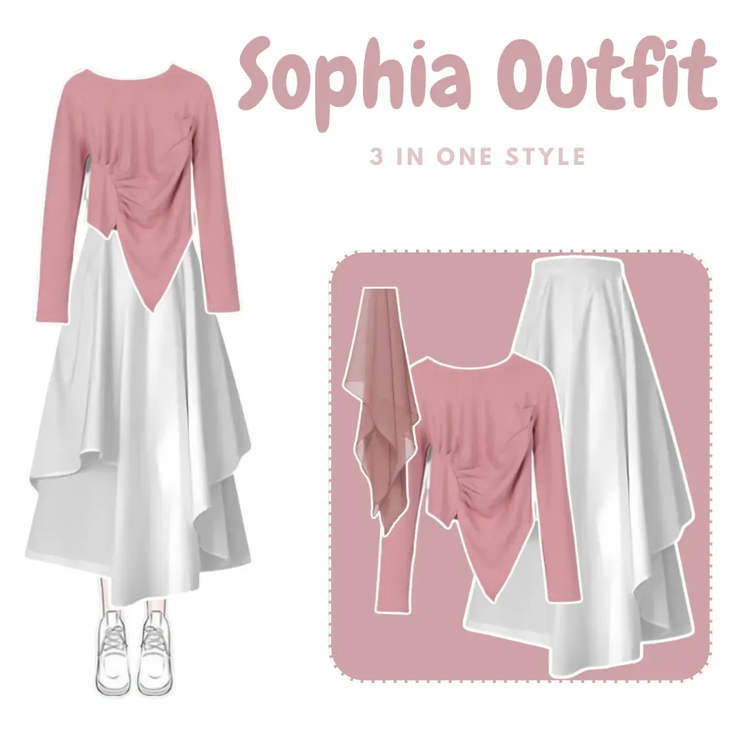 Outfit Lengkap Korean Style Cewe Kue (Blouse knit kerut Hijab Square Rok Monalica Susun) | BS167 Baju Panjang