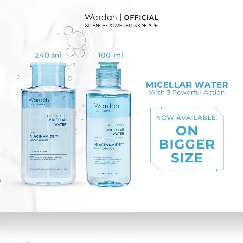 Wardah Lightening Oil Infused Micellar Water 240 ml & 105 ml & 55 ml