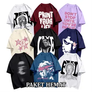 VIBEST Kaos Paket 3pcs Lengan Pendek Distro Skena | Kaos Atasan Unisex Jumbo